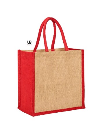 Τσάντα αγοράς με διχρωμία 30 x 30 + 19εκ. (Brasilia) natural-red